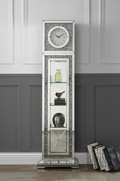 Noralie - Grandfather Clock - Pearl Silver - Wood - 63" - Urban Living Furniture (Los Angeles, CA)