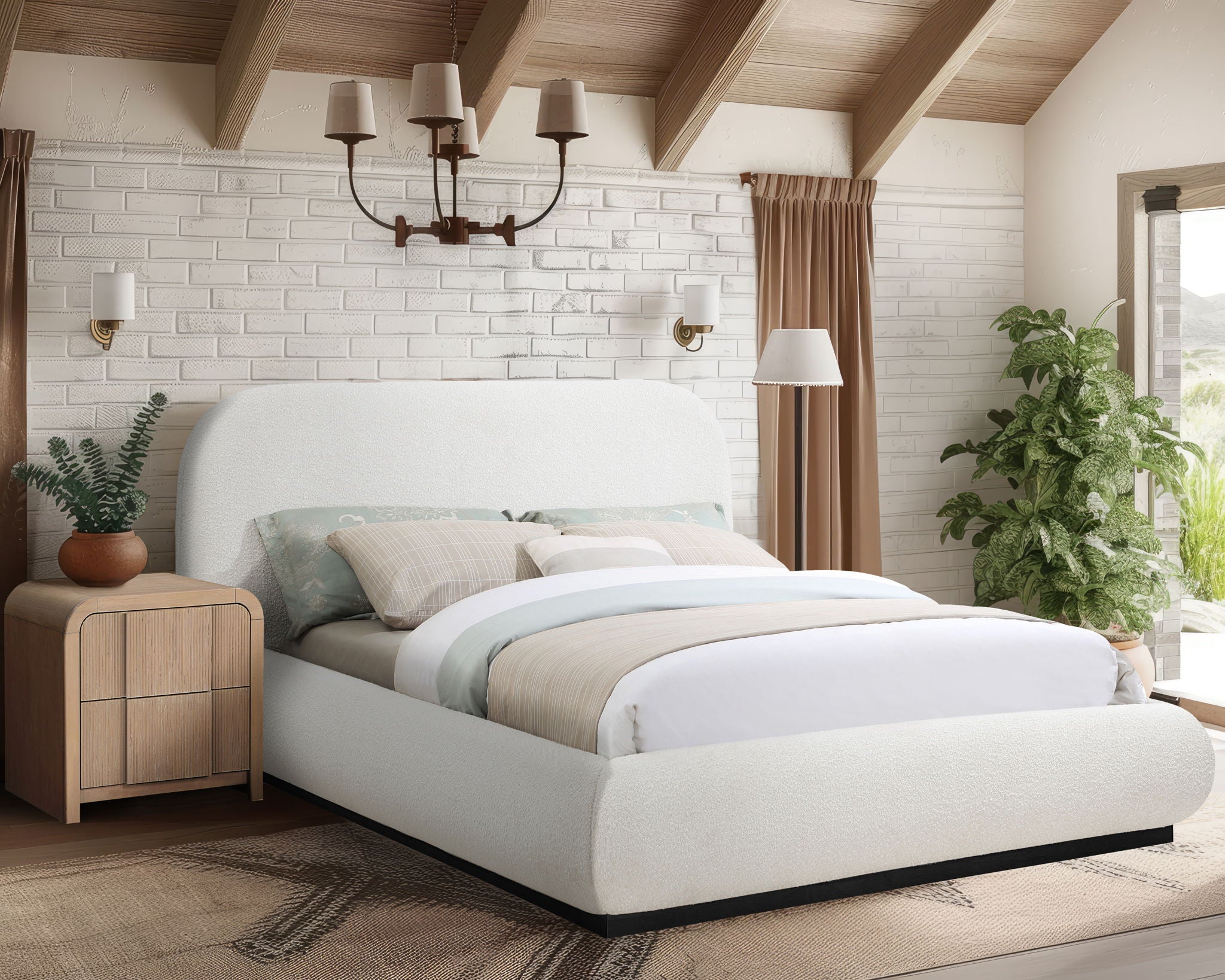 Vaughn - Boucle Bed With Black Base - Urban Living Furniture (Los Angeles, CA)