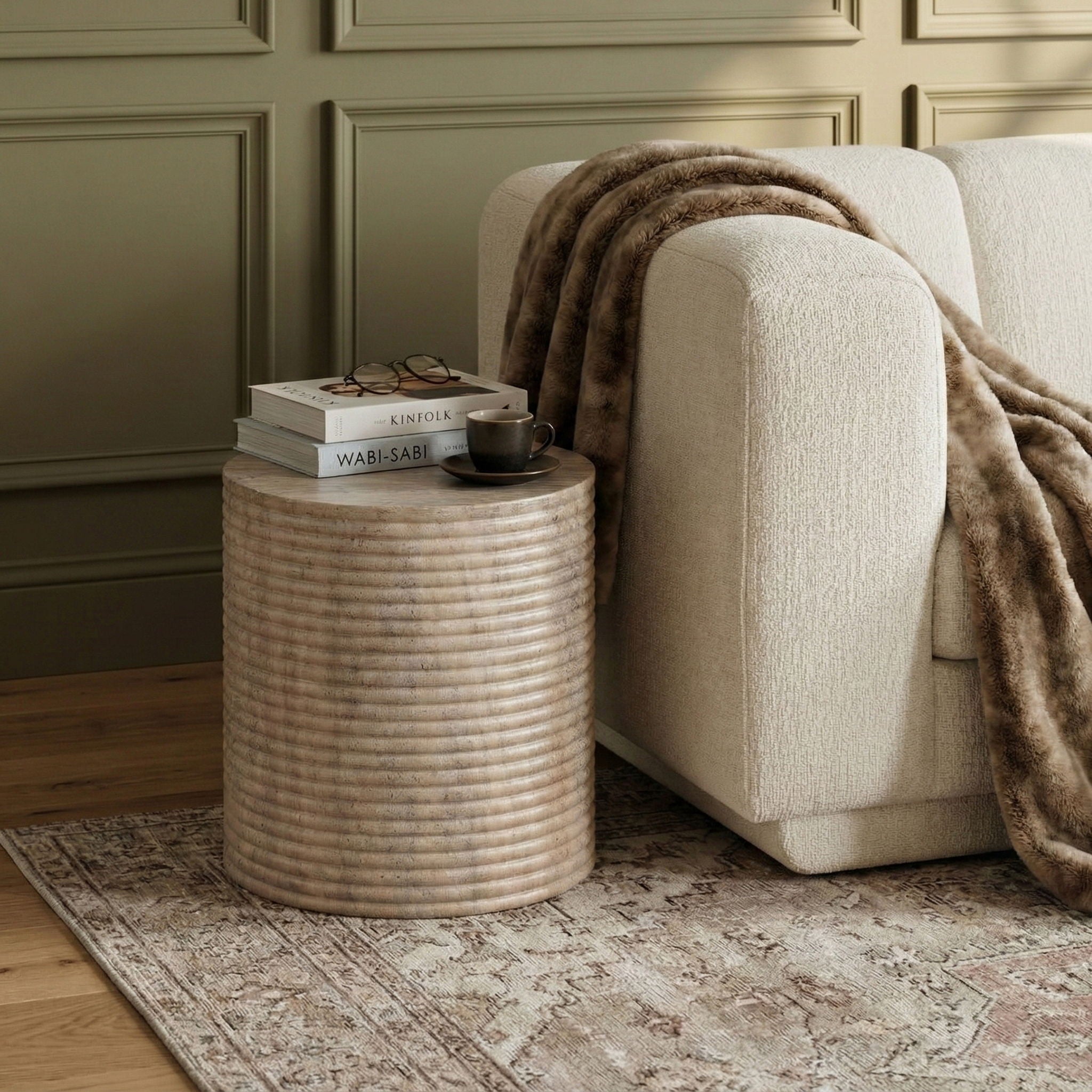 Rapallo - Concrete Indoor/Outdoor End Table - Travertine - Urban Living Furniture (Los Angeles, CA)