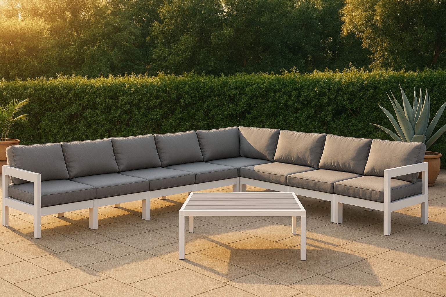 Nizuc - Outdoor Patio 8 Piece Modular Sectional With White Frame - Urban Living Furniture (Los Angeles, CA)