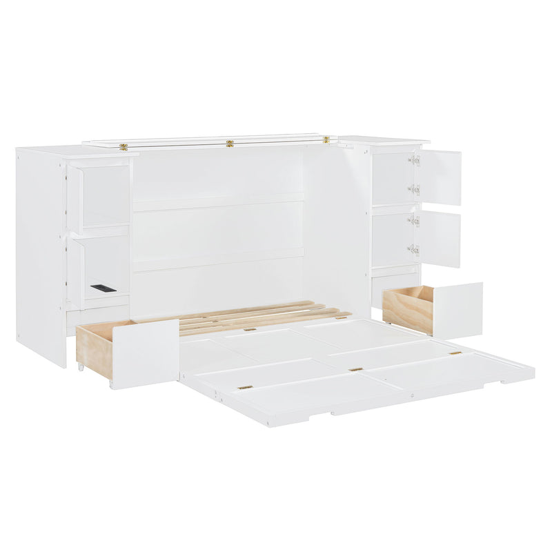 Murphy Bed With Drawers, Cabinets, And USB Ports