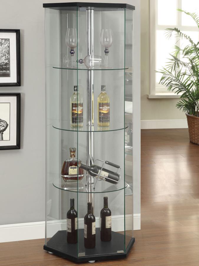 Zahavah - 4-Shelf Hexagonal Clear Glass Curio Cabinet - Urban Living Furniture (Los Angeles, CA)