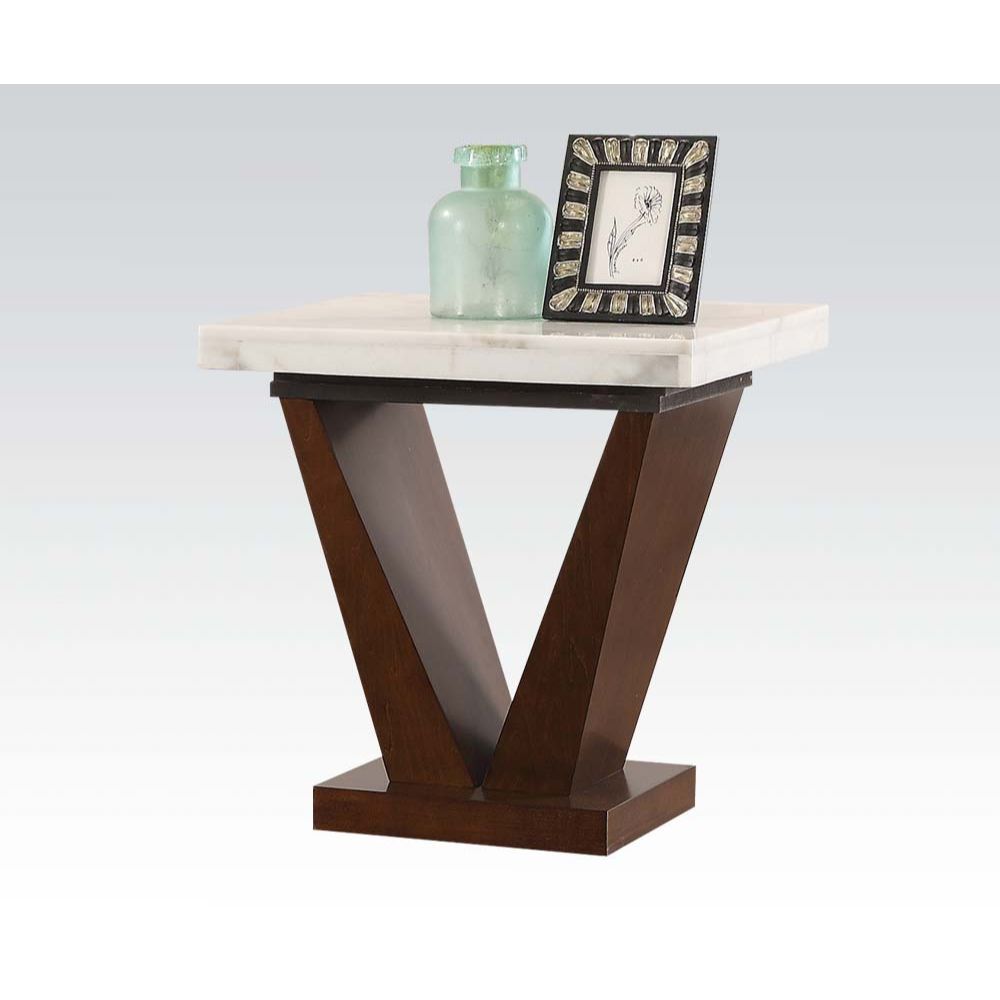 Forbes - End Table - White Marble & Walnut - Urban Living Furniture (Los Angeles, CA)