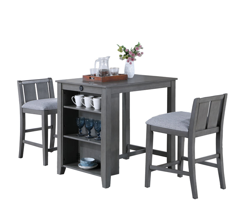 Graham - 3 Piece Small Space Counter Height Dining Table With Shelves And 2 Chairs (Set of 3) - Urban Living Furniture (Los Angeles, CA)
