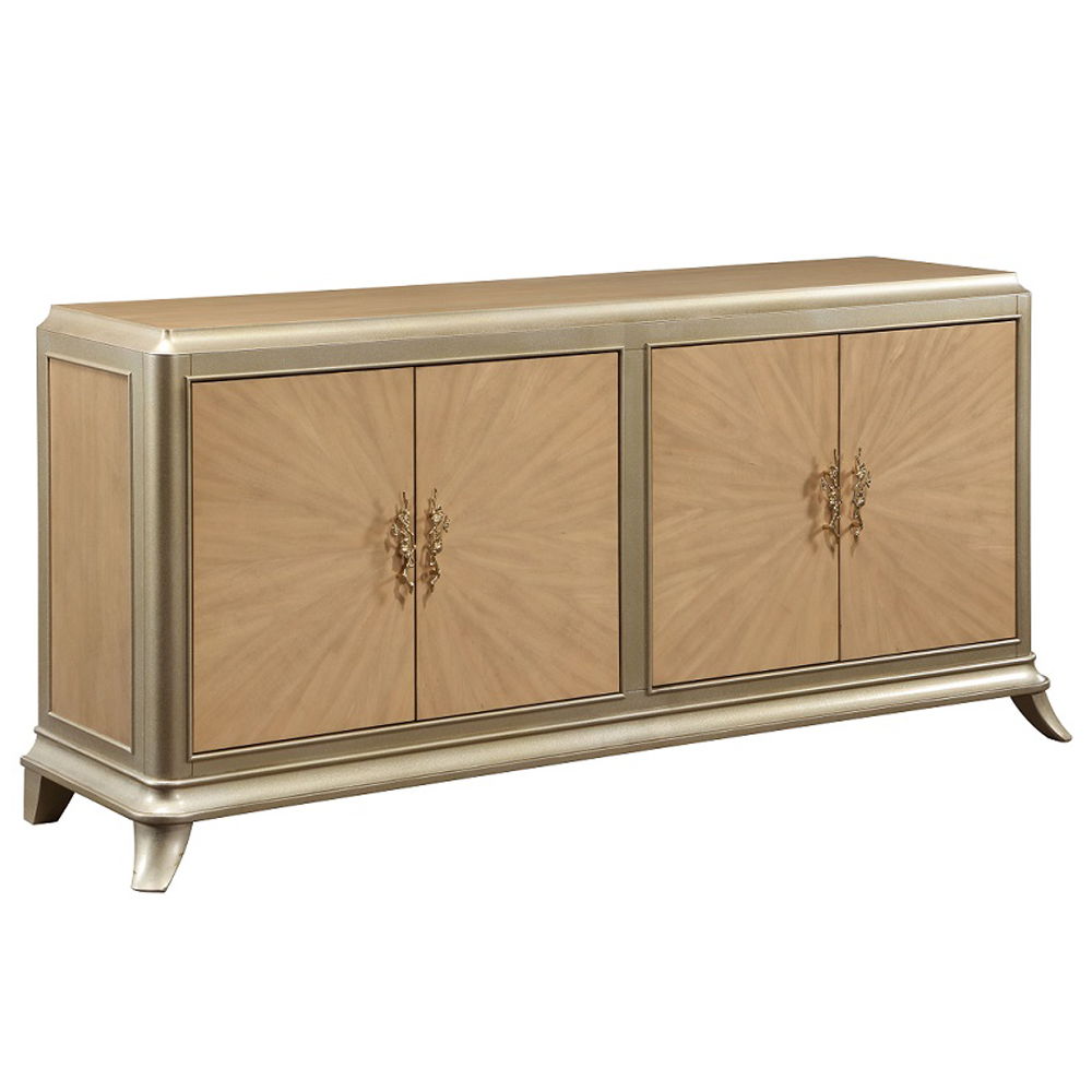 Dodie - Console Cabinet - Natural Oak Sunburst Pattern & Taupe Champaign - Urban Living Furniture (Los Angeles, CA)