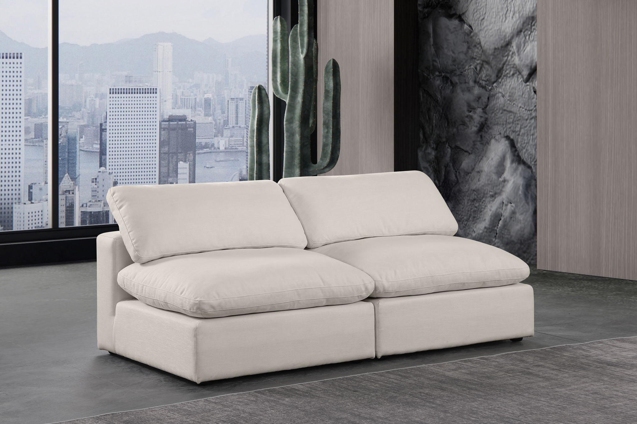 Comfy - Linen Modular Armless Sofa 2 Seats - Urban Living Furniture (Los Angeles, CA)