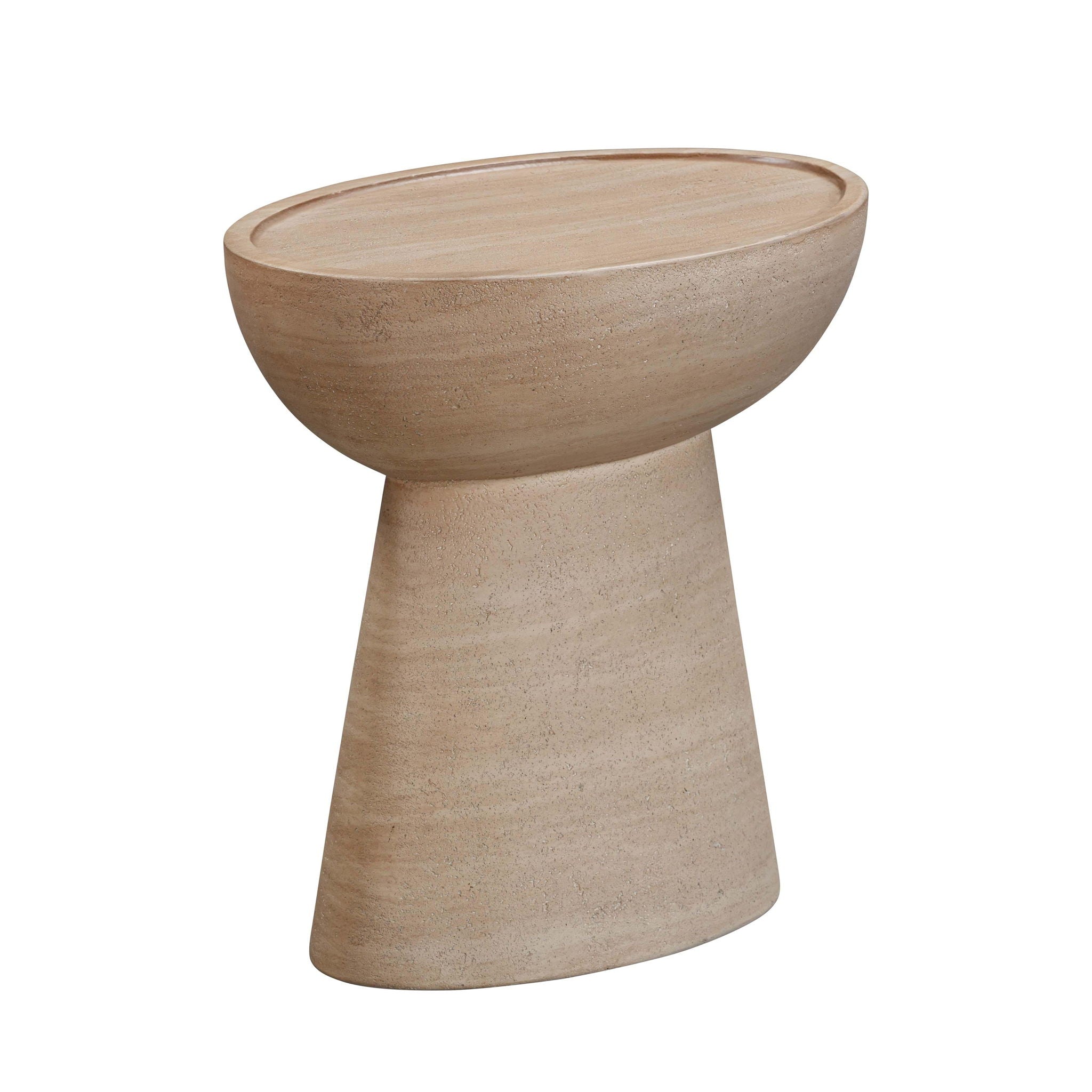 Eclipse - Textured Faux Travertine Indoor / Outdoor Side Table - Beige - Urban Living Furniture (Los Angeles, CA)