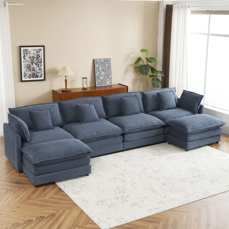 Modern Modular Sectional Sofa With Side Storage Pockets For Living Room