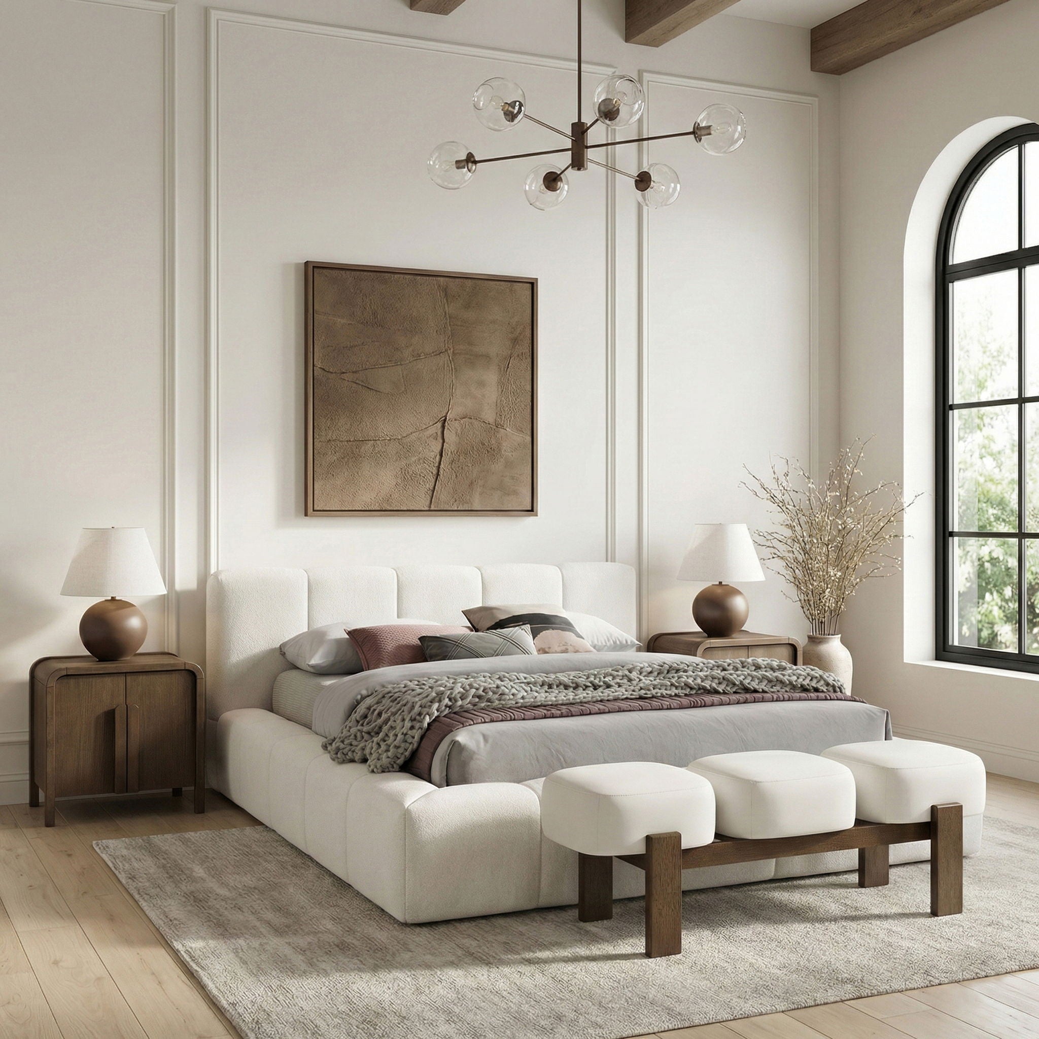 Woodcrest - Vegan Leather Upholstered Bench - Painted Brown Walnut Base - Urban Living Furniture (Los Angeles, CA)