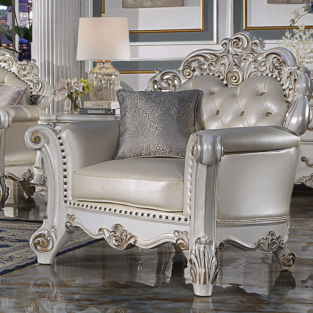 Vendome - Chair With Pillow - Champagne Synthetic Leather & Antique Pearl - Urban Living Furniture (Los Angeles, CA)