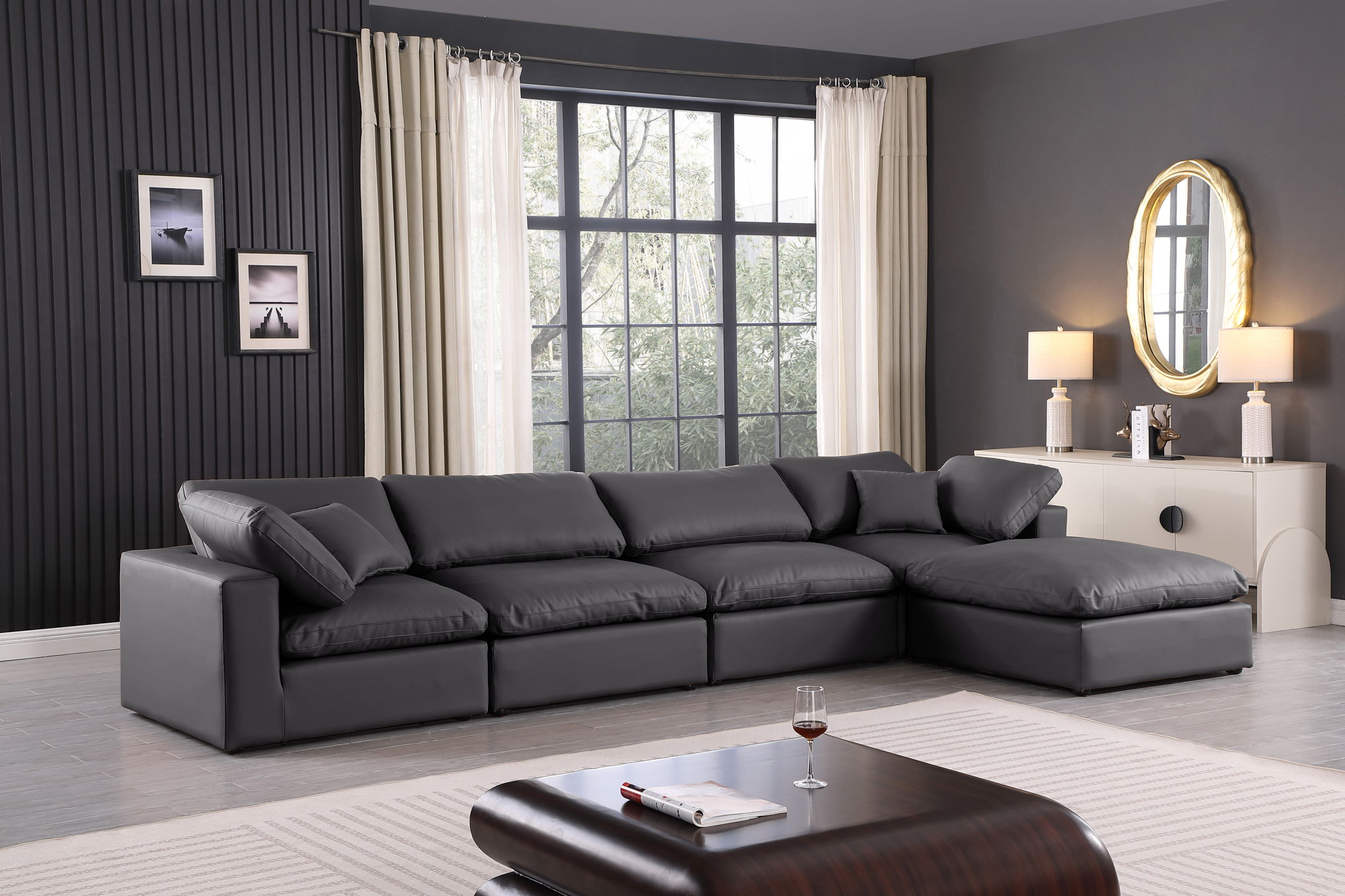 Comfy - 5 Piece Faux Leather Modular Sectional With Chaise - Urban Living Furniture (Los Angeles, CA)