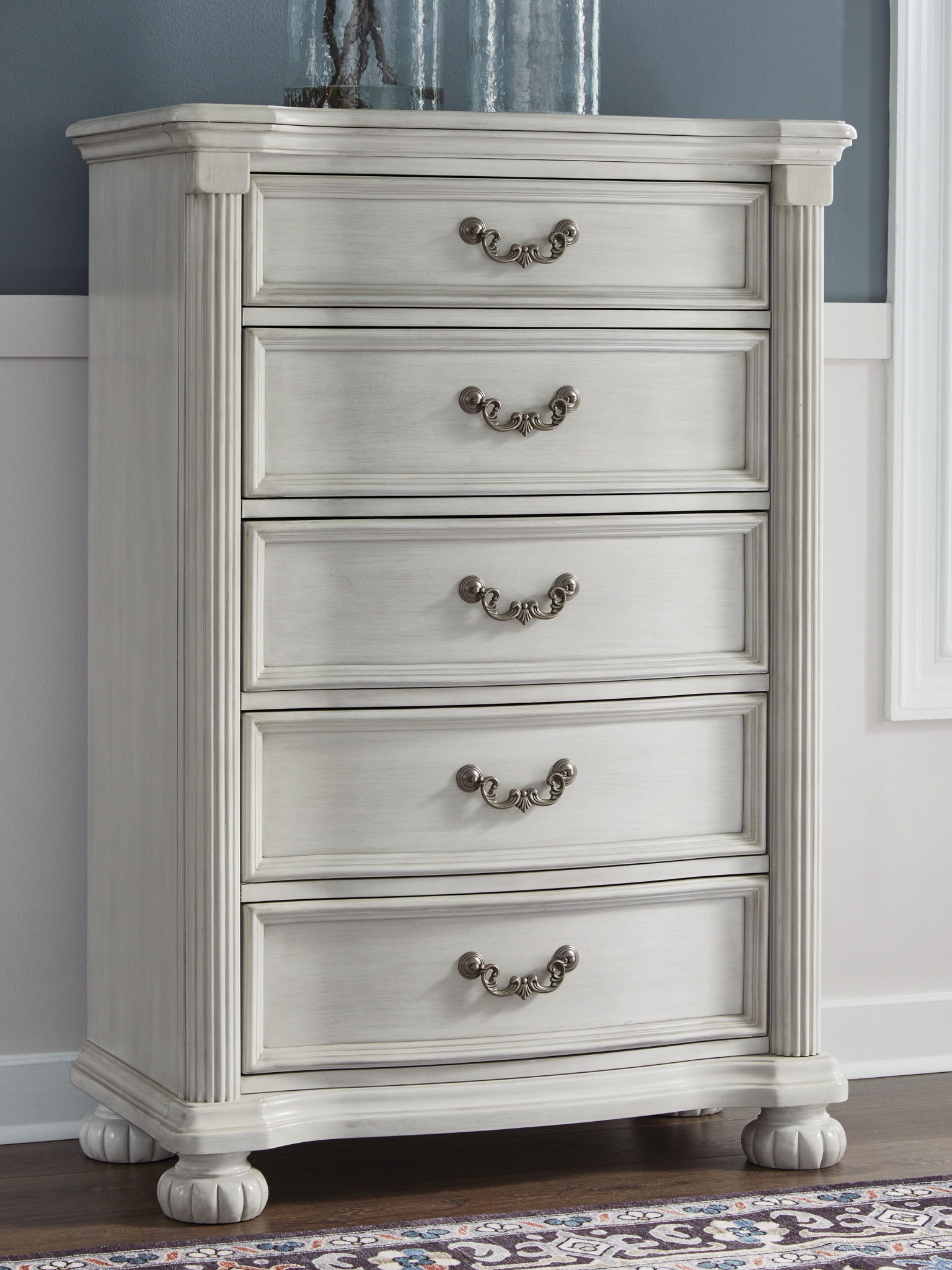 Montelaine - Antique White - Five Drawer Chest - Urban Living Furniture (Los Angeles, CA)