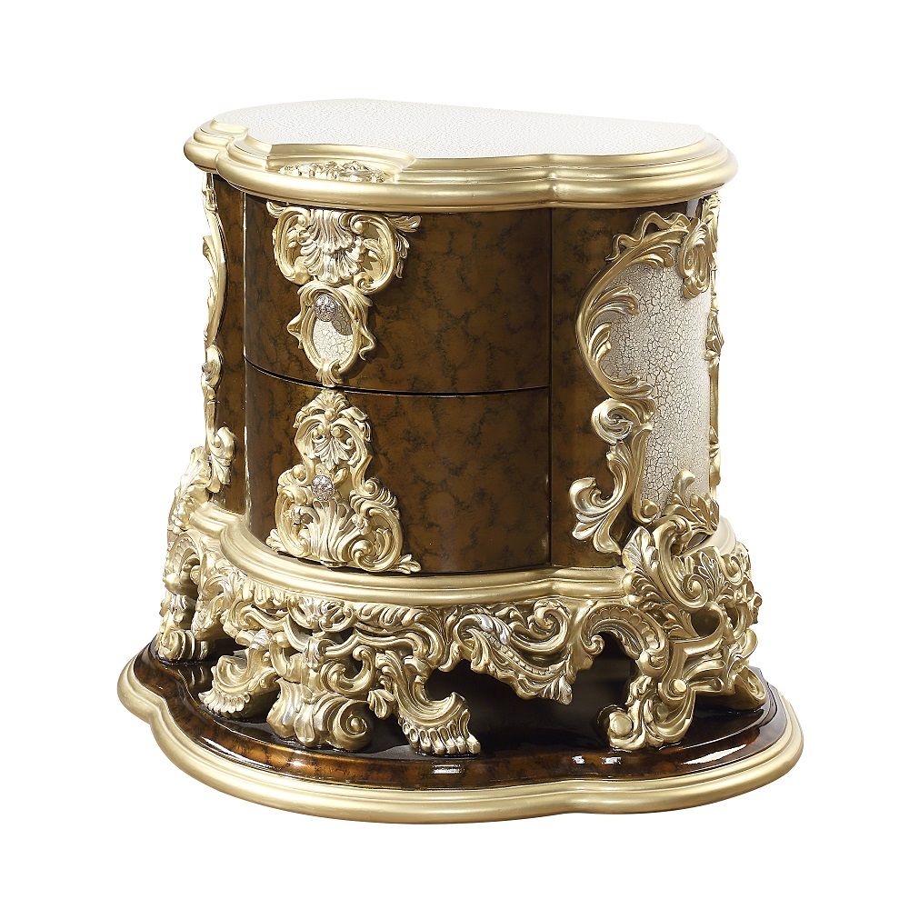 Desiderius - Nightstand - Antique Gold & Hand Painted Brown - Urban Living Furniture (Los Angeles, CA)