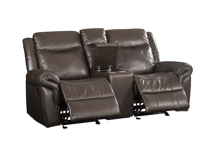 Lydia - Motion Loveseat With USB & Console - Brown Leather Aire - Urban Living Furniture (Los Angeles, CA)
