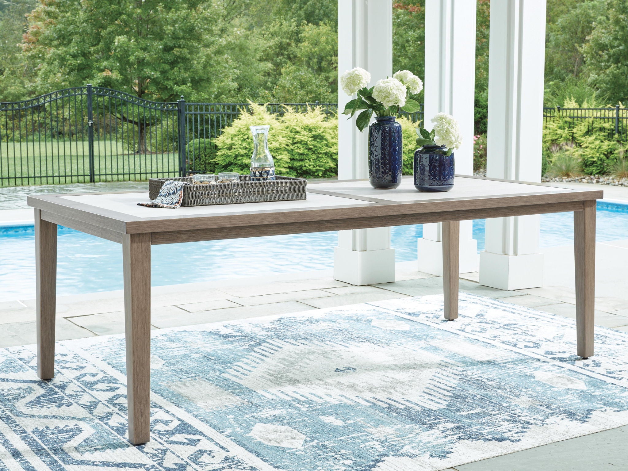 Rainier Ranch - Rectangle Dining Table With Umbrella Option - Brown / Beige - Urban Living Furniture (Los Angeles, CA)