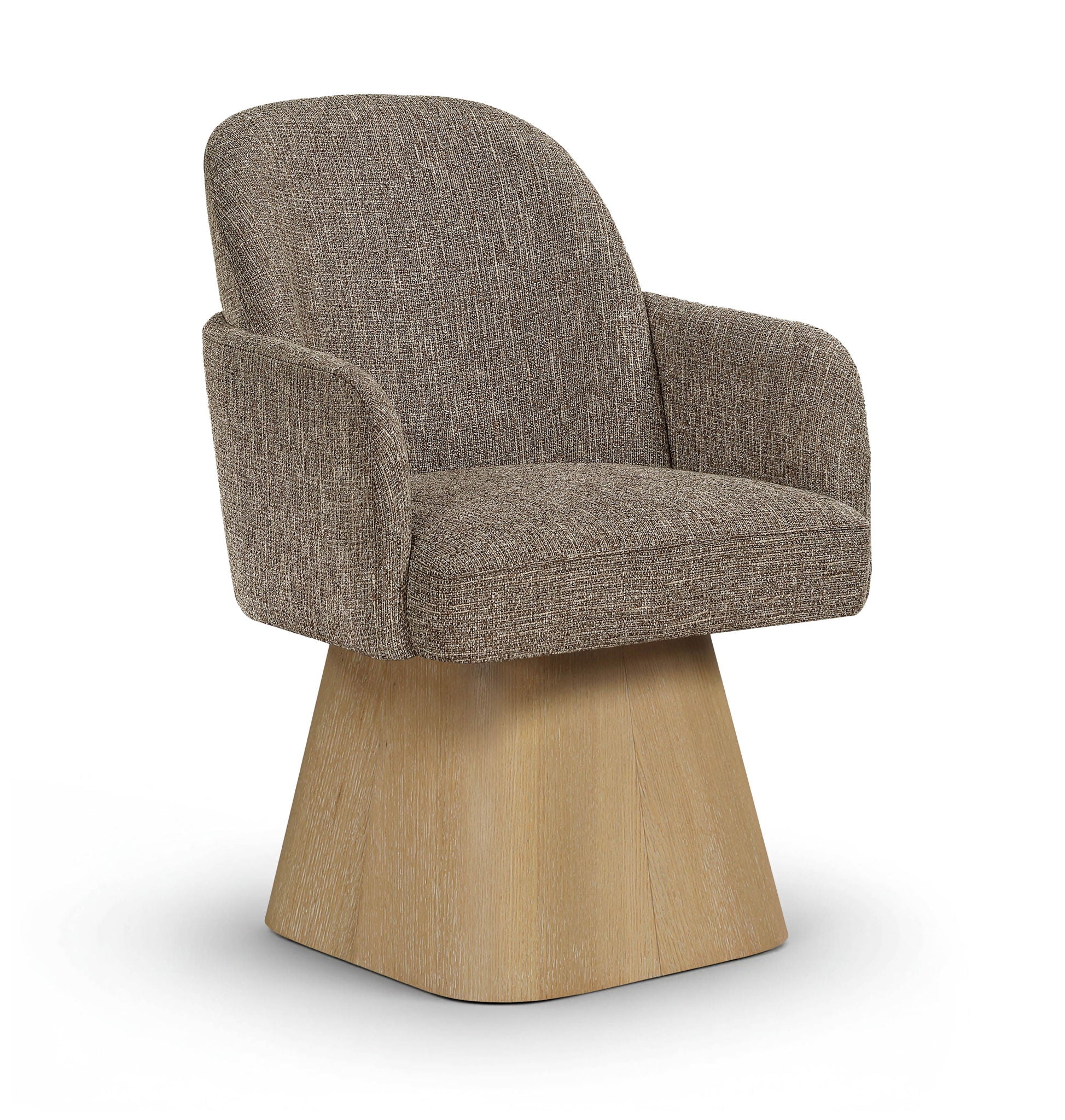 Marlowe - Linen Textured Fabric Upholstered Swivel Dining Arm Chair - Stained Natural - Urban Living Furniture (Los Angeles, CA)