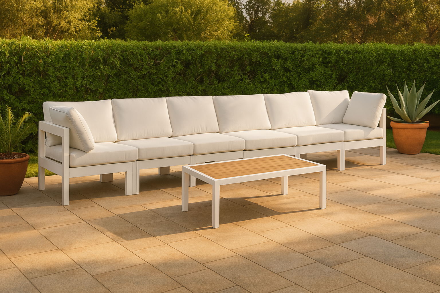 Nizuc - Outdoor Patio 6 Seat Modular Sofa With White Frame - Urban Living Furniture (Los Angeles, CA)