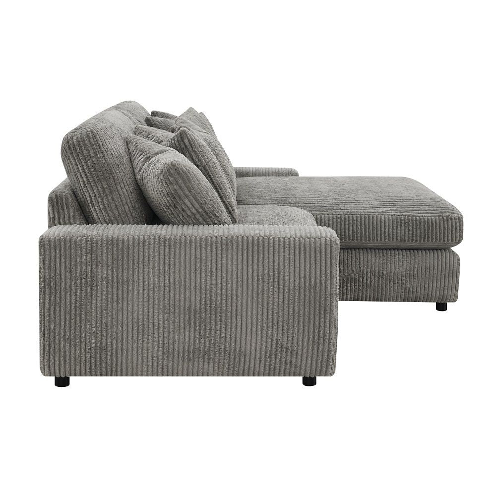 Tavia - Reversible Sectional Sofa With 6 Pillows - Gray Corduroy - Urban Living Furniture (Los Angeles, CA)