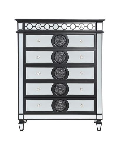 Varian II - Chest - Black Velvet & Black & Sliver Finish - Urban Living Furniture (Los Angeles, CA)