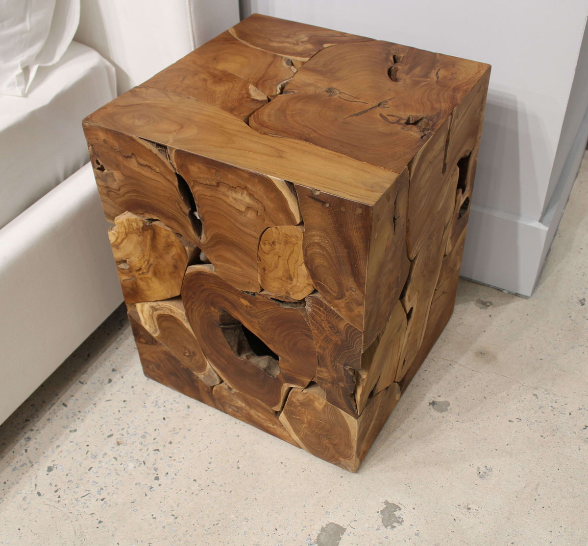 One - Teak Slice Square End Table