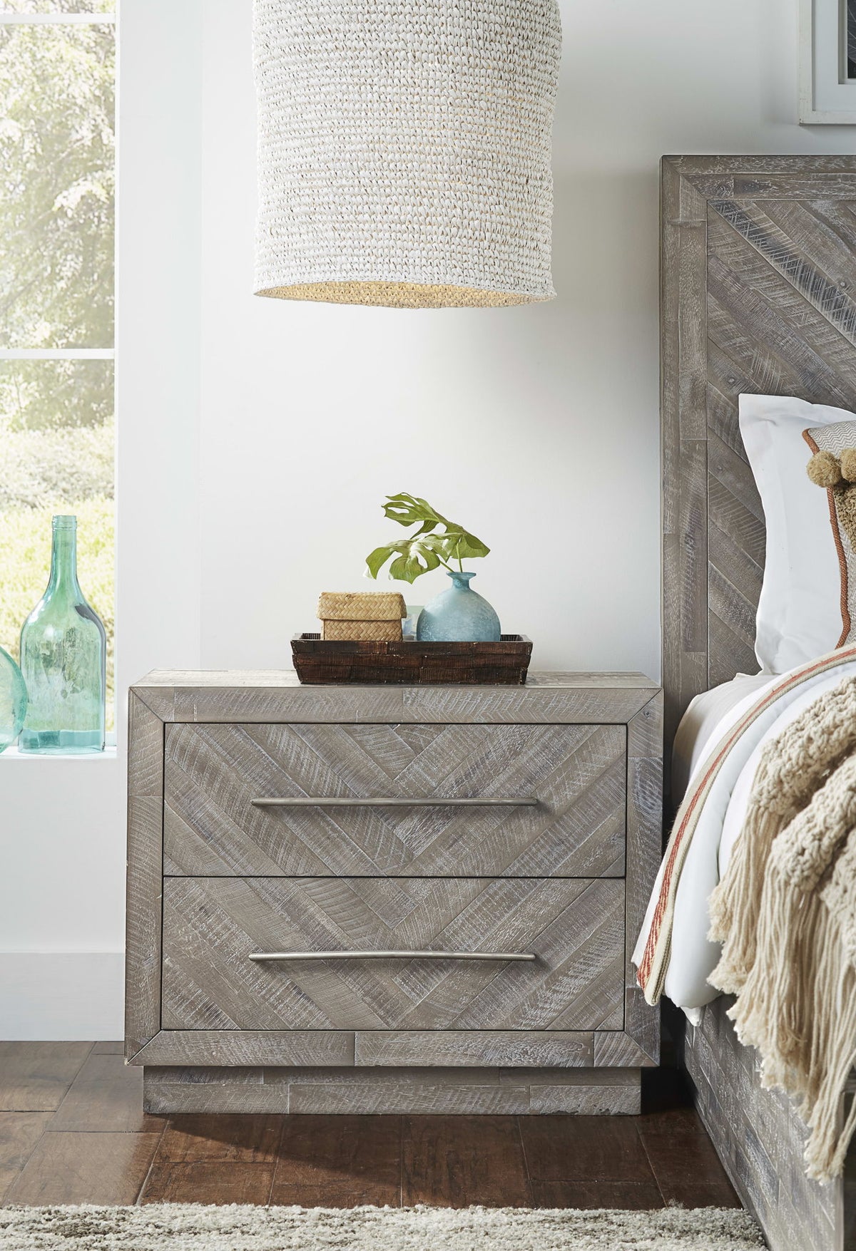 Alexandra - Solid Wood Two Drawer Nightstand - Rustic Latte