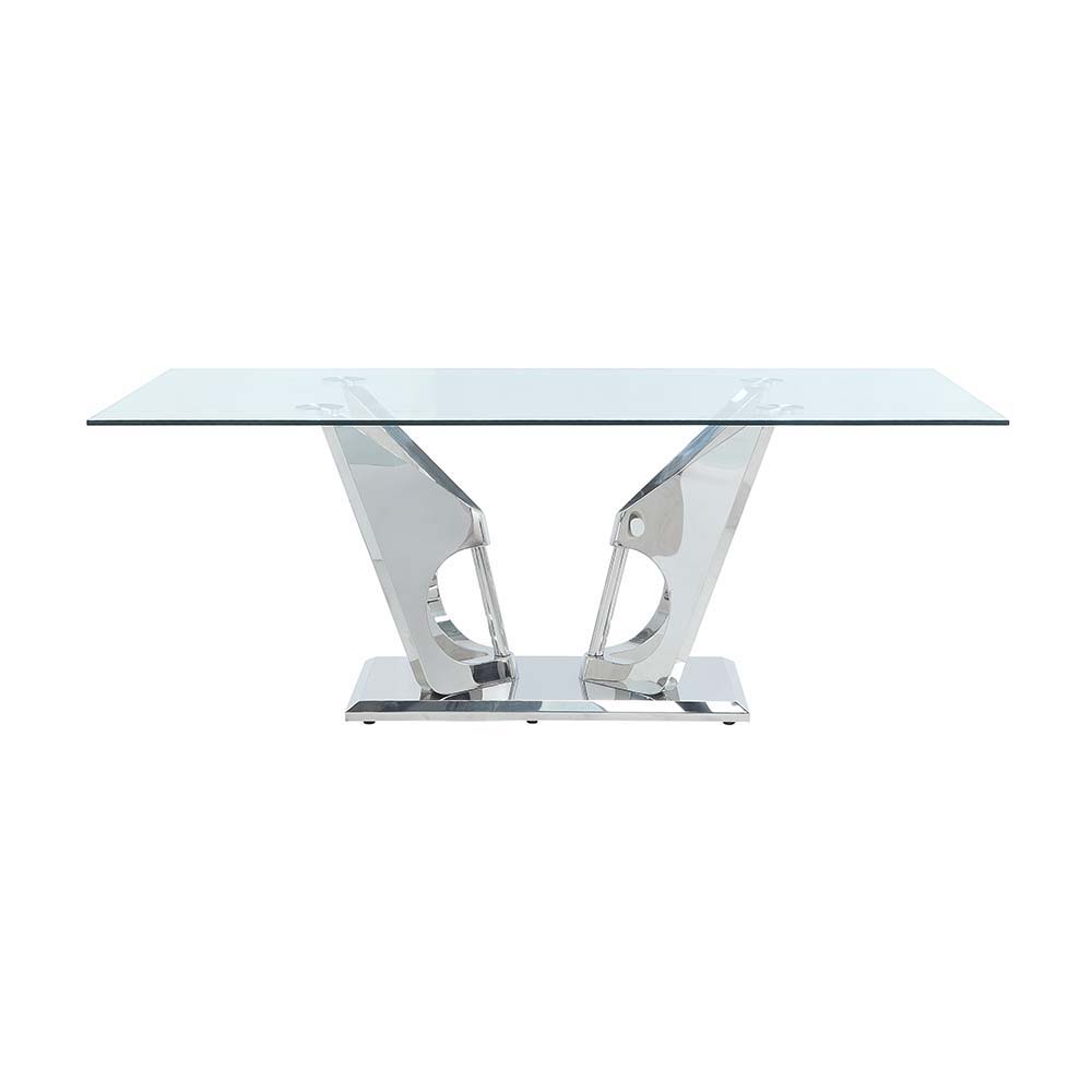 Azriel - Dining Table - Clear Glass & Mirrored Silver Finish - Urban Living Furniture (Los Angeles, CA)
