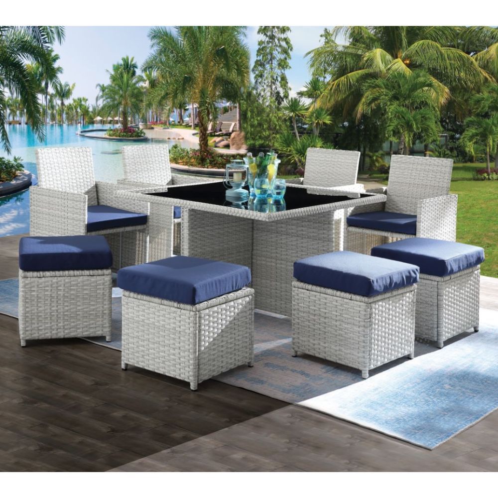 Paitalyi - Patio Set - Blue Fabric & Wicker - Urban Living Furniture (Los Angeles, CA)