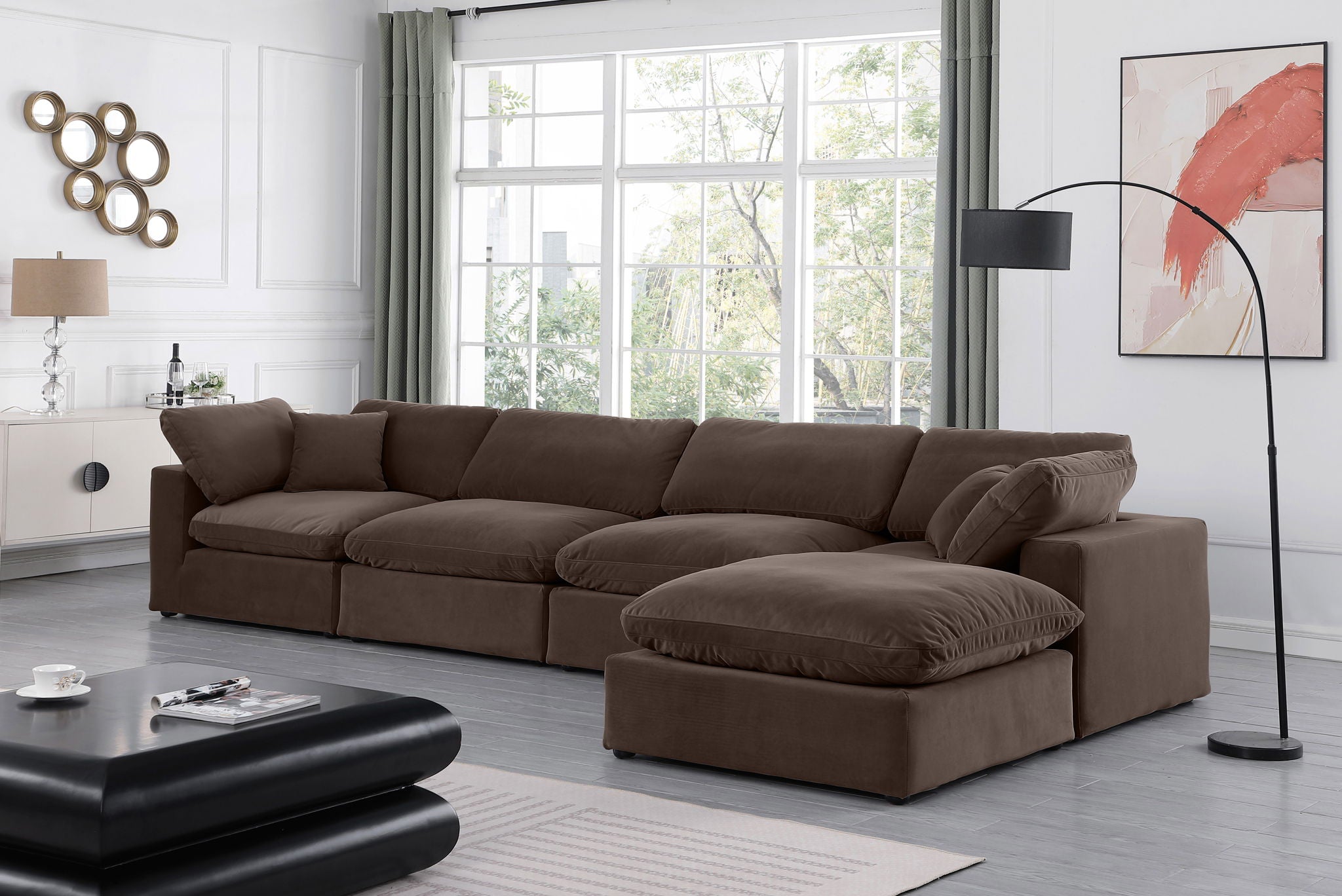Comfy - 5 Piece Velvet Modular Sectional With Chaise - Urban Living Furniture (Los Angeles, CA)