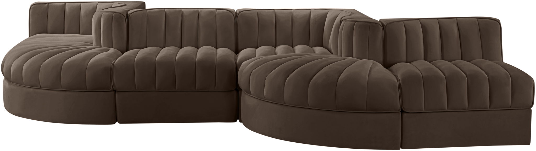 Rummi - Rounded Velvet Performance Fabric Upholstered 6 Piece Modular Sectional - Urban Living Furniture (Los Angeles, CA)