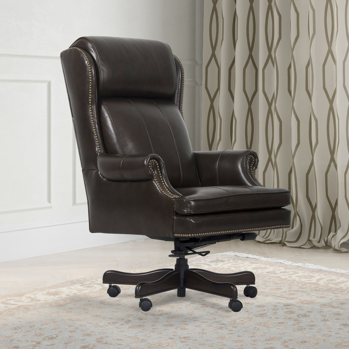 Dc#105 - Leather Desk Chair - Pacific Brown