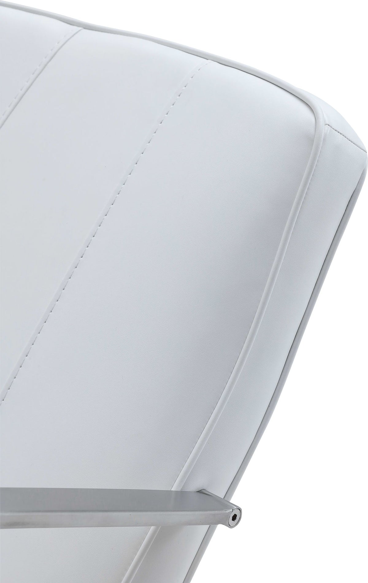 One - Metal Frame Leather Home Office Chair - Brushed Stainless Steel And White