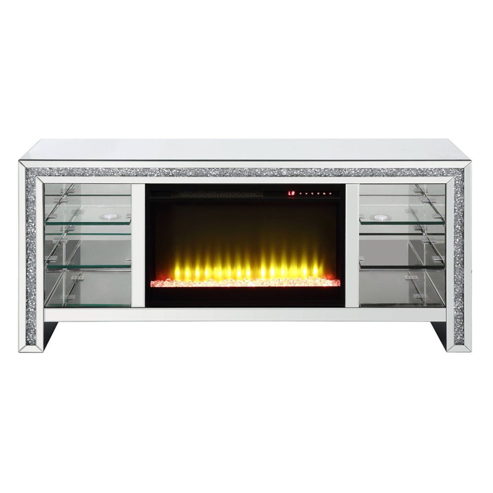 Noralie - 28" TV Stand With Fireplace & LED - Mirrored & Faux Diamonds - Urban Living Furniture (Los Angeles, CA)