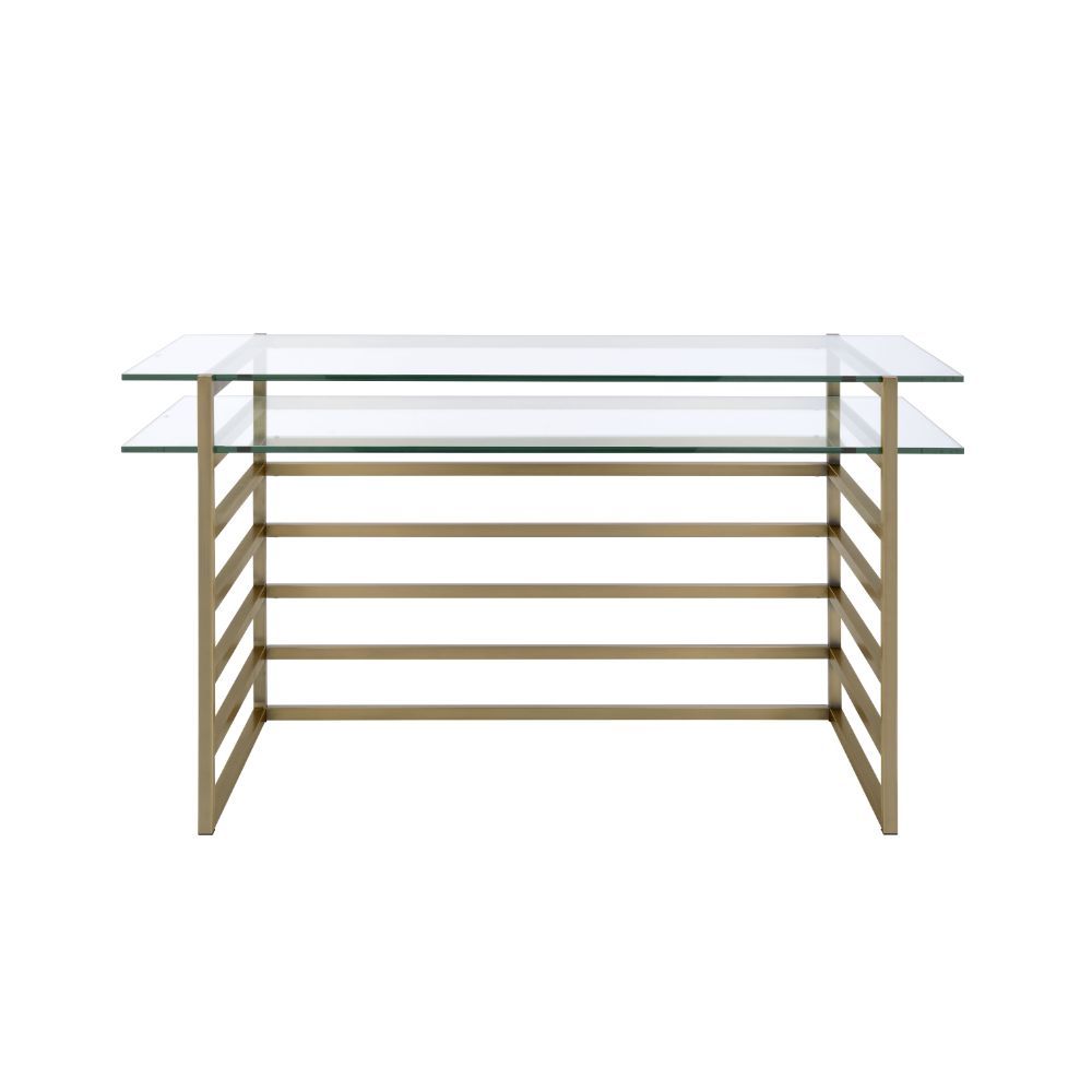 Shona - Desk - Antique Gold & Clear Glass - Urban Living Furniture (Los Angeles, CA)