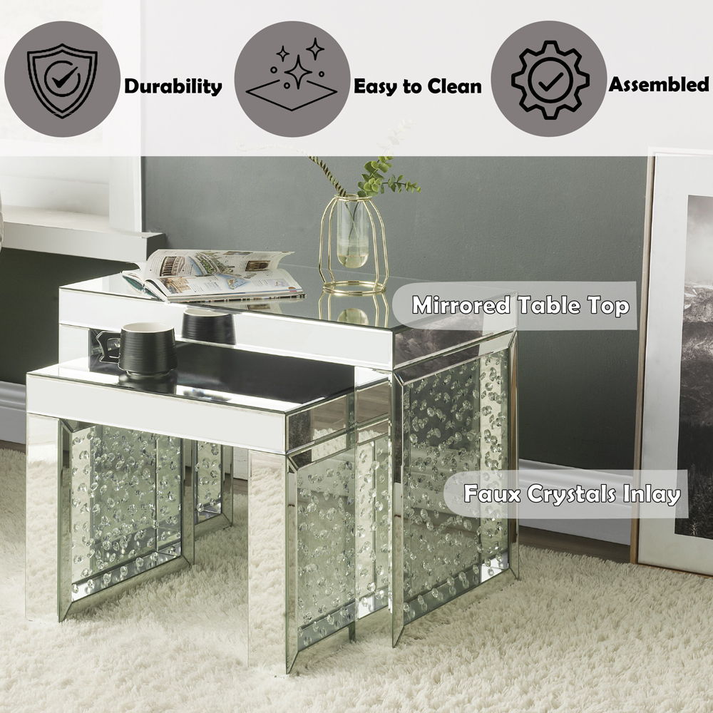 Nysa - 20" Accent Table - Mirrored & Faux Crystals Inlay - Urban Living Furniture (Los Angeles, CA)