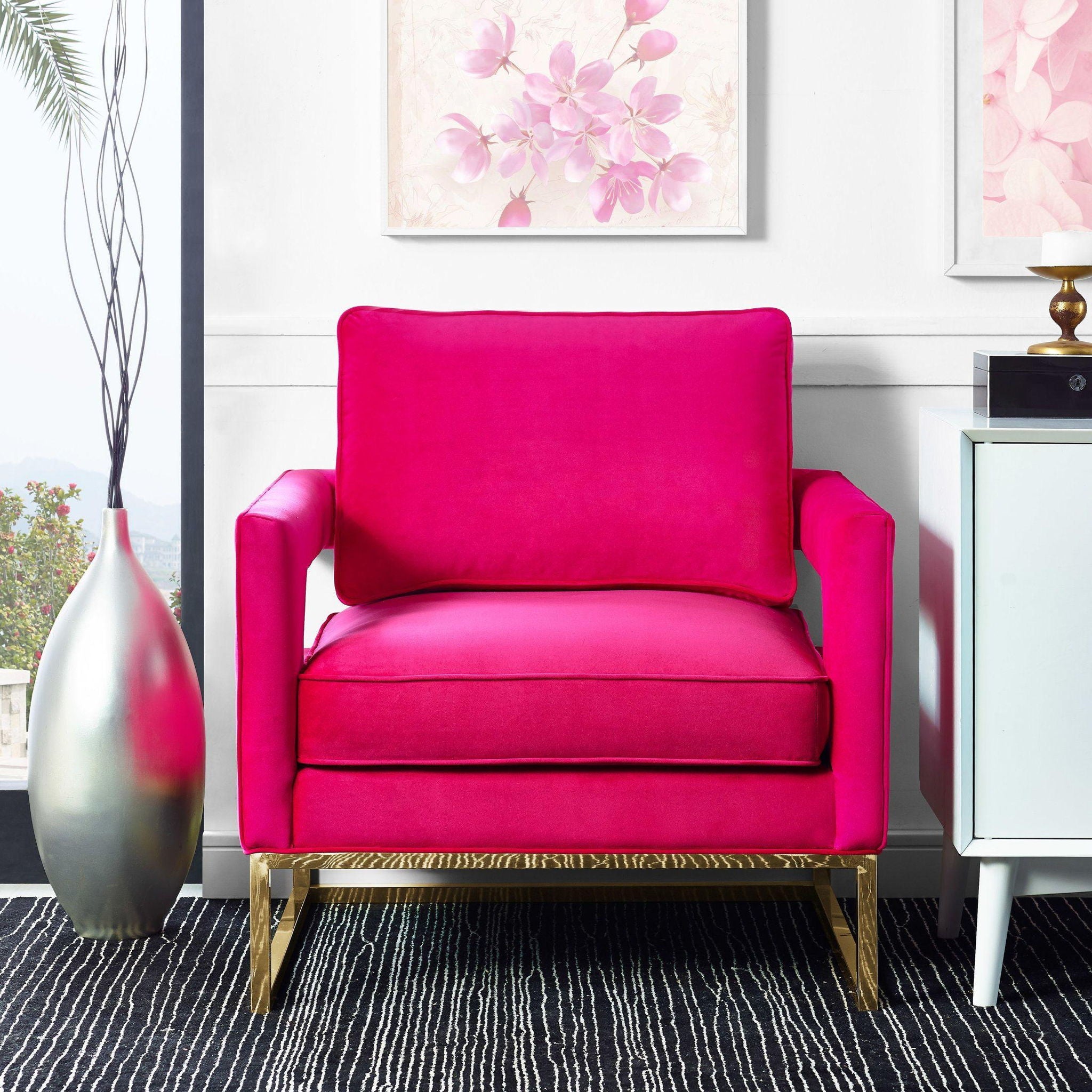 Avery - Velvet Chair With Polished Gold Base - Urban Living Furniture (Los Angeles, CA)
