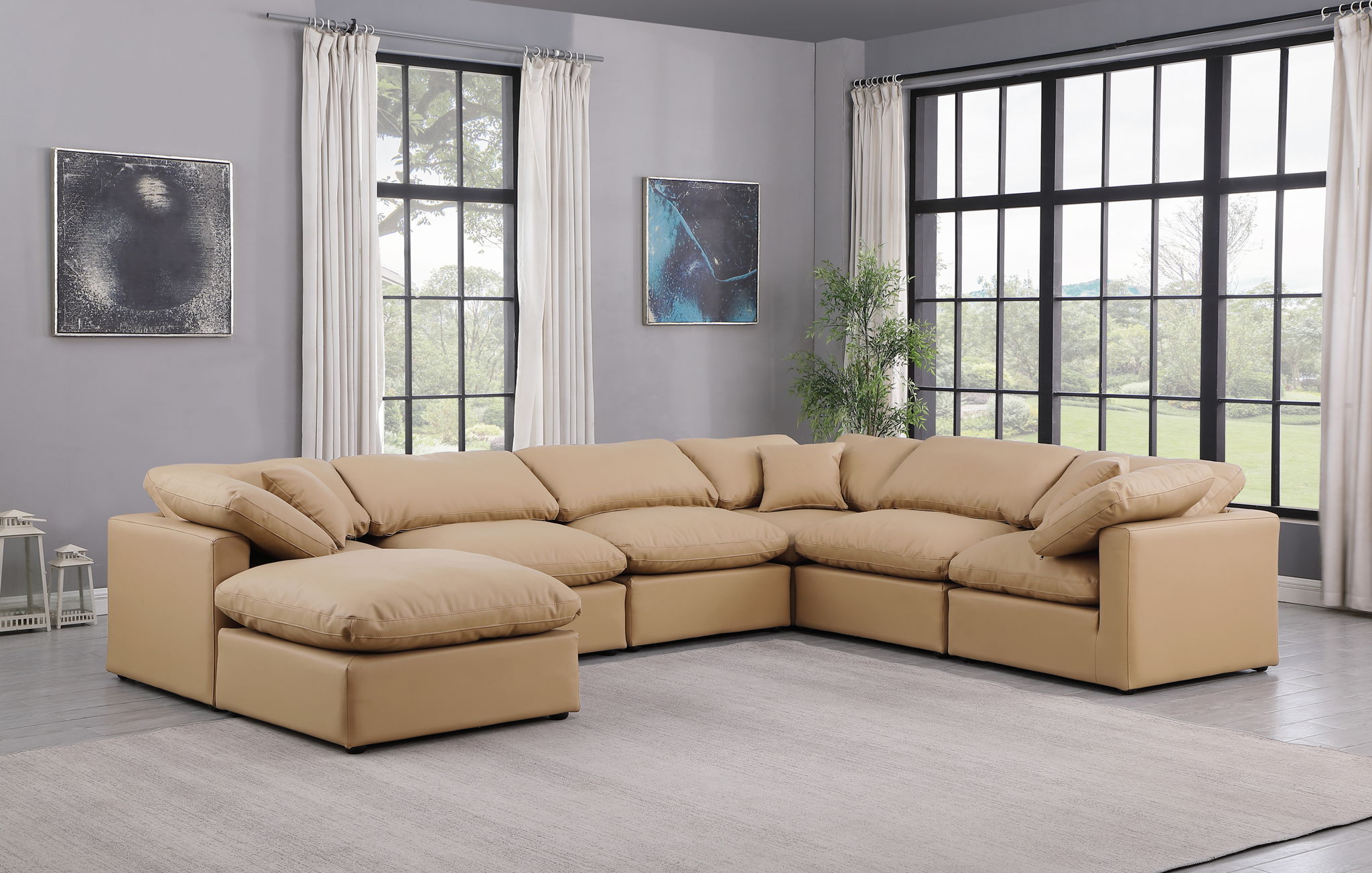 Indulge - Faux Leather 7 Piece Modular Sectional - Tan - Urban Living Furniture (Los Angeles, CA)