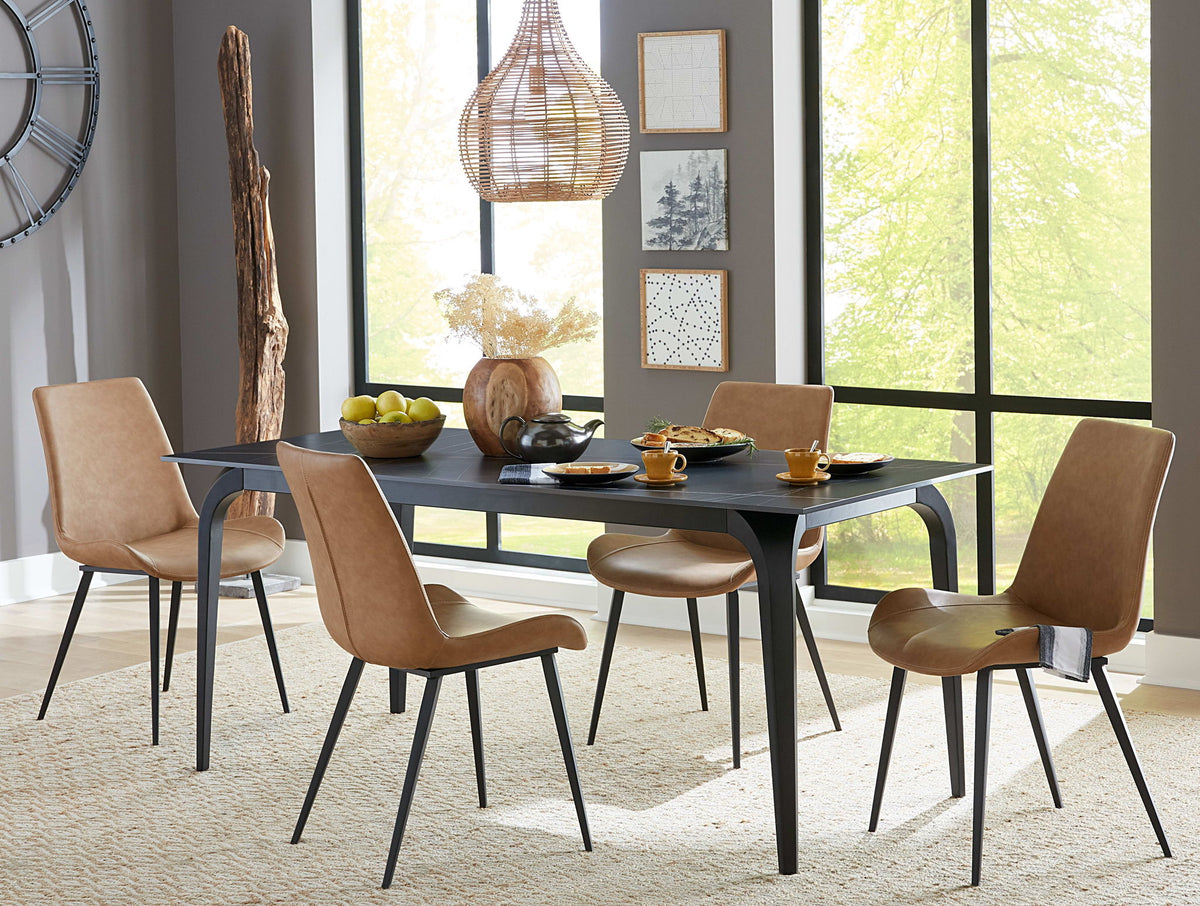 Nicoya - Synthetic Leather Upholstered Dining Chair (Set of 2) - Buckskin And Black