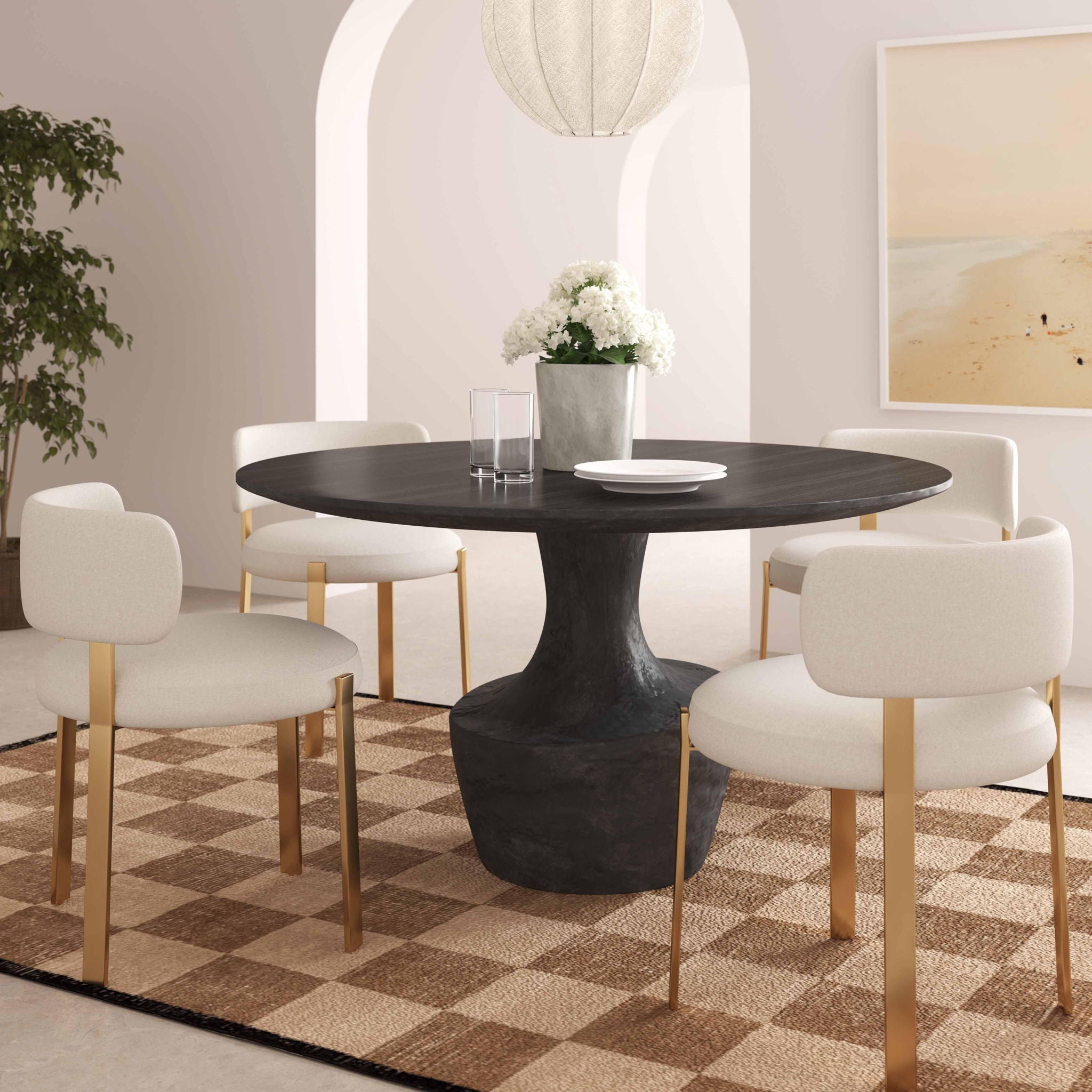 Gevra - Acacia & Faux Plaster Dining Table - Black - Urban Living Furniture (Los Angeles, CA)