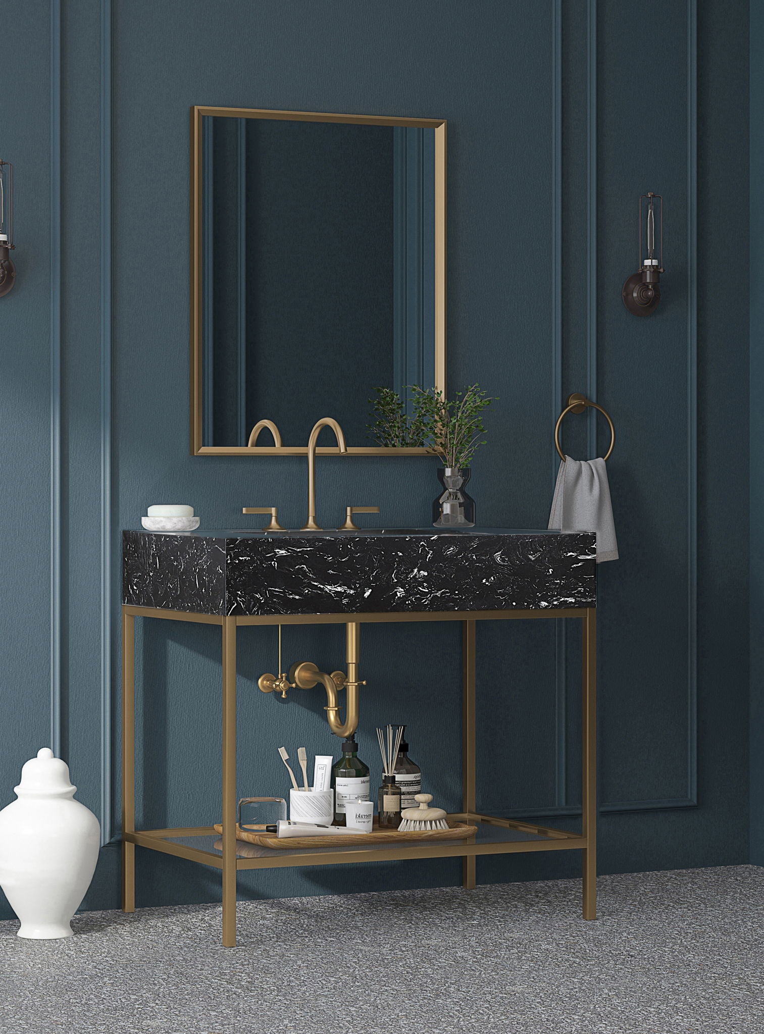 Marmo - Engineered Marble Bathroom Vanity With Gold Base - Urban Living Furniture (Los Angeles, CA)