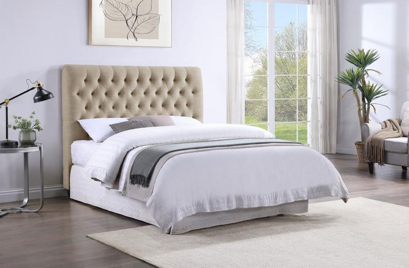Chloe - Upholstered Full Panel Headboard - Oatmeal