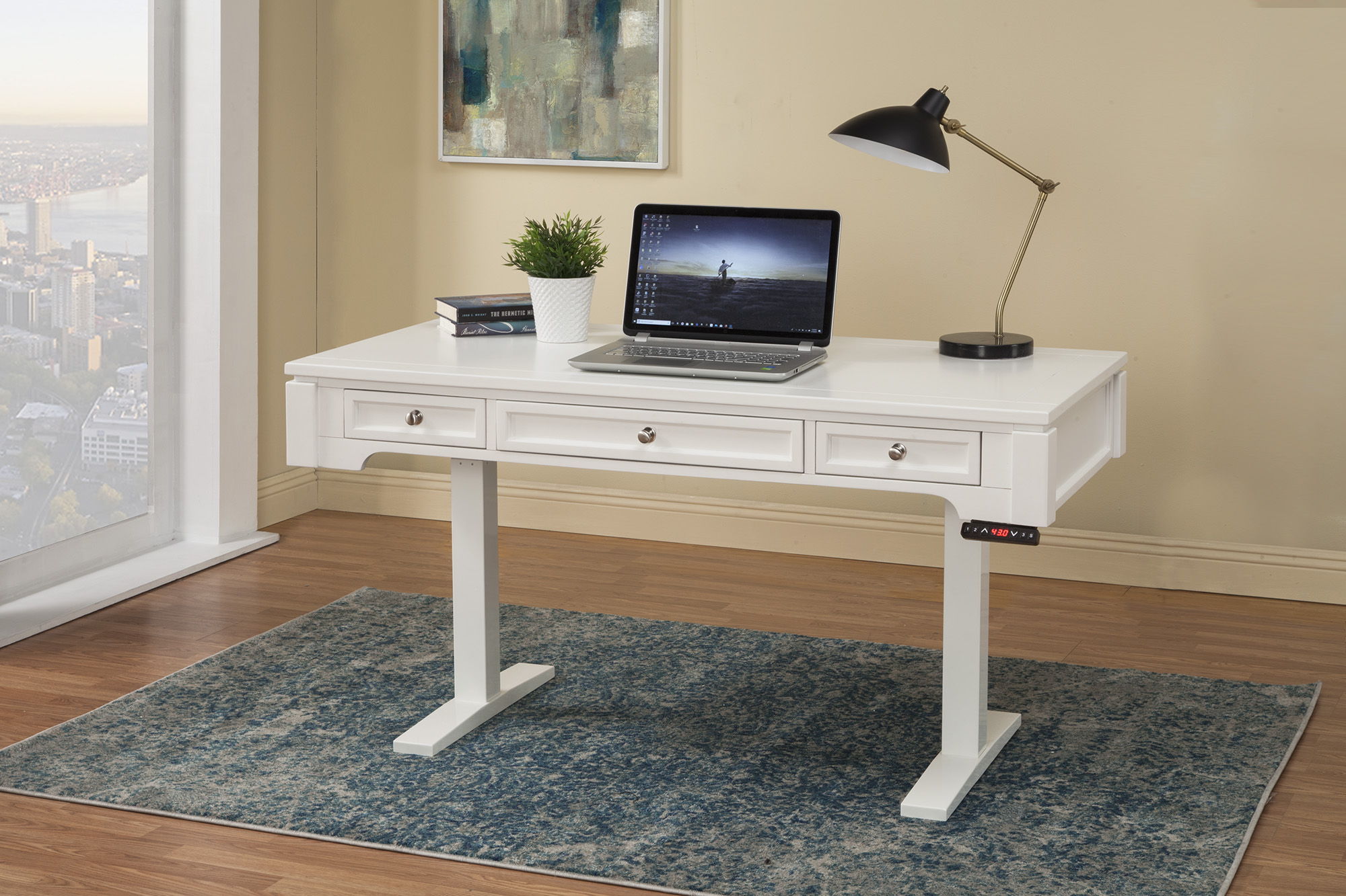 Boca - Power Lift Desk - Cottage White - Urban Living Furniture (Los Angeles, CA)