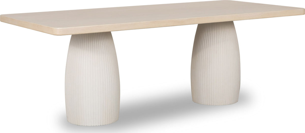 Zinnia - Plaster Base Wood Top Dining Table - White Sand And Ivory