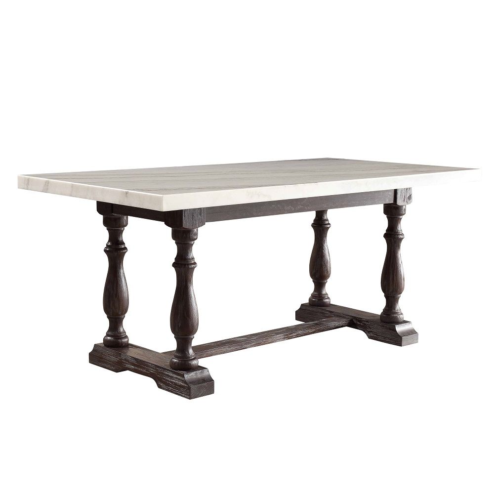 Gerardo - 31" Dining Table - White Marble Top & Weathered Espresso - Urban Living Furniture (Los Angeles, CA)