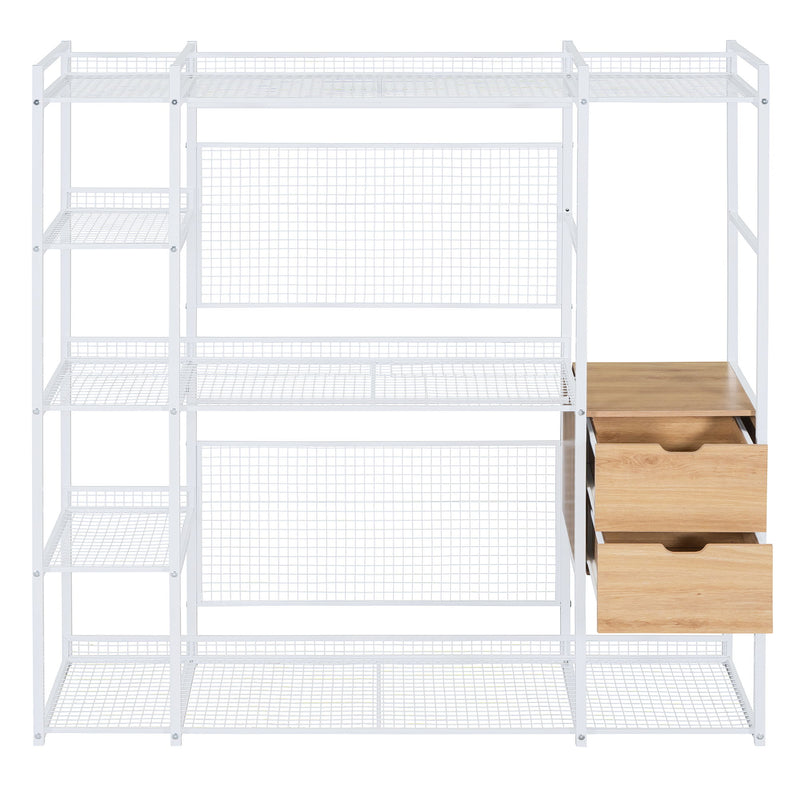Open Style Wardrobe With Hanging Rails, Shelves And Drawers