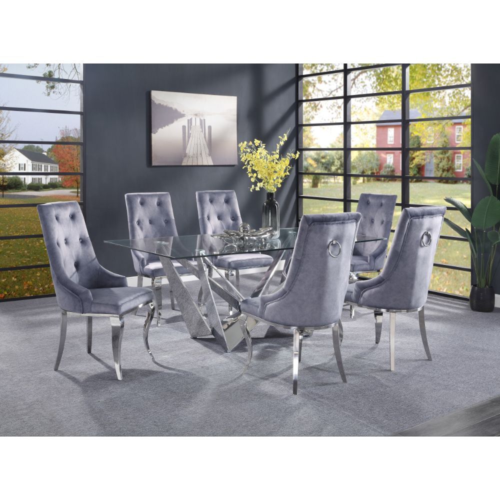 Dekel - Dining Table - Clear Glass Top & Stainless Steel - Urban Living Furniture (Los Angeles, CA)
