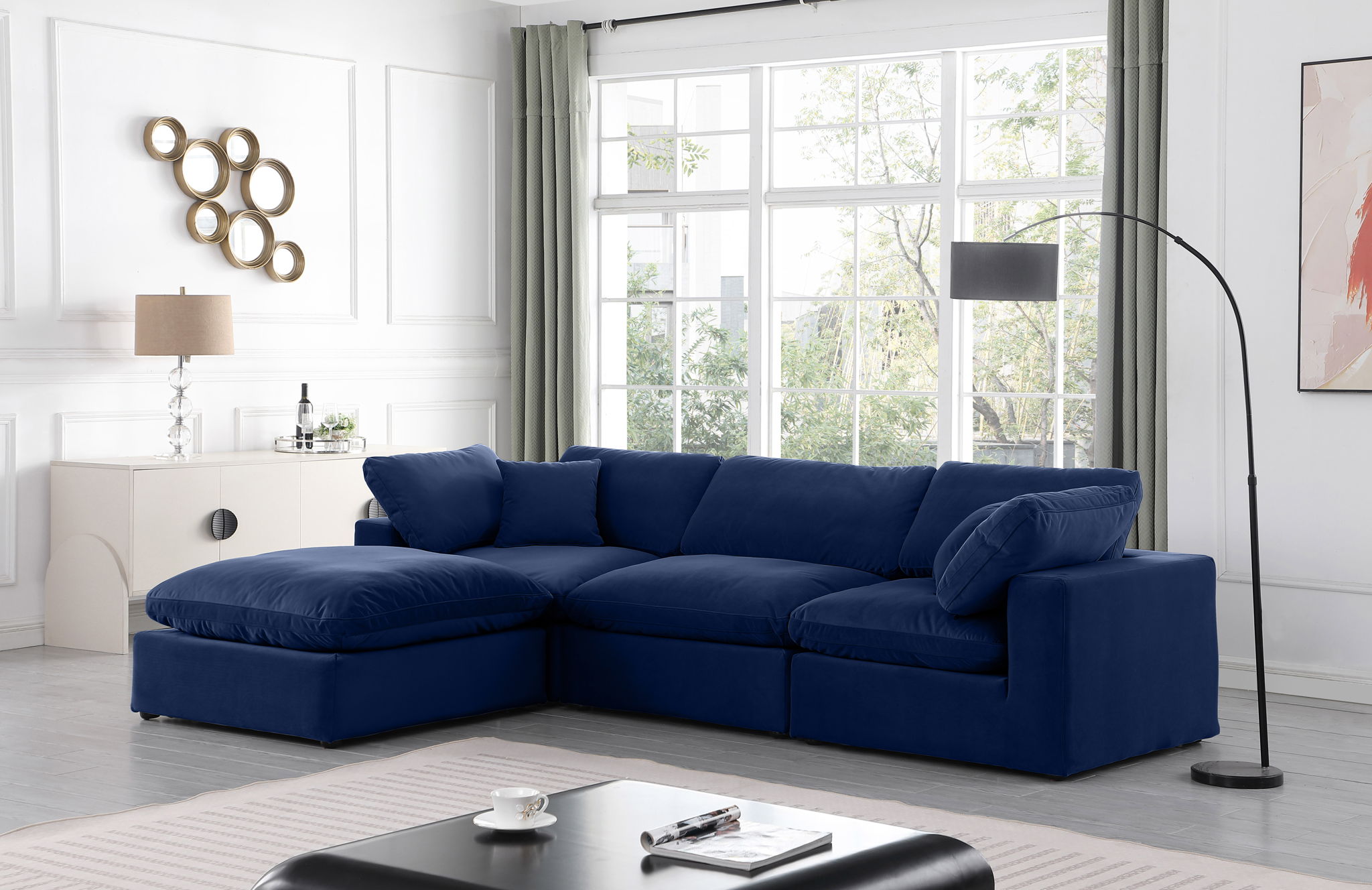 Comfy - 4 Piece Velvet Modular Sectional With Chaise - Urban Living Furniture (Los Angeles, CA)