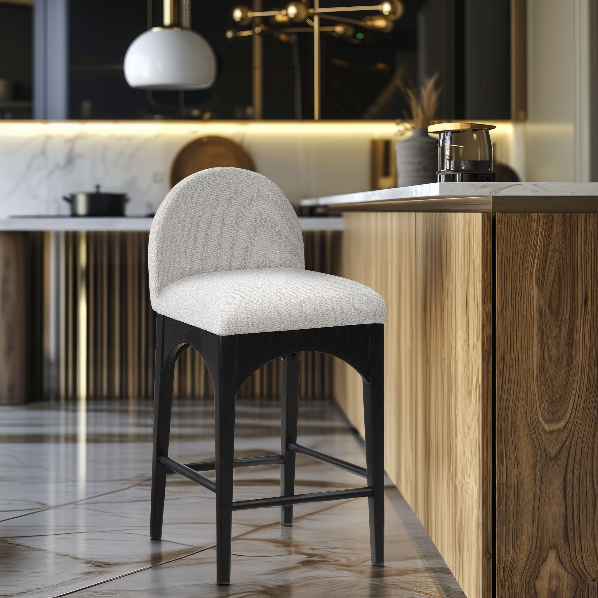 Waldorf - Boucle Stool With Black Legs - Urban Living Furniture (Los Angeles, CA)