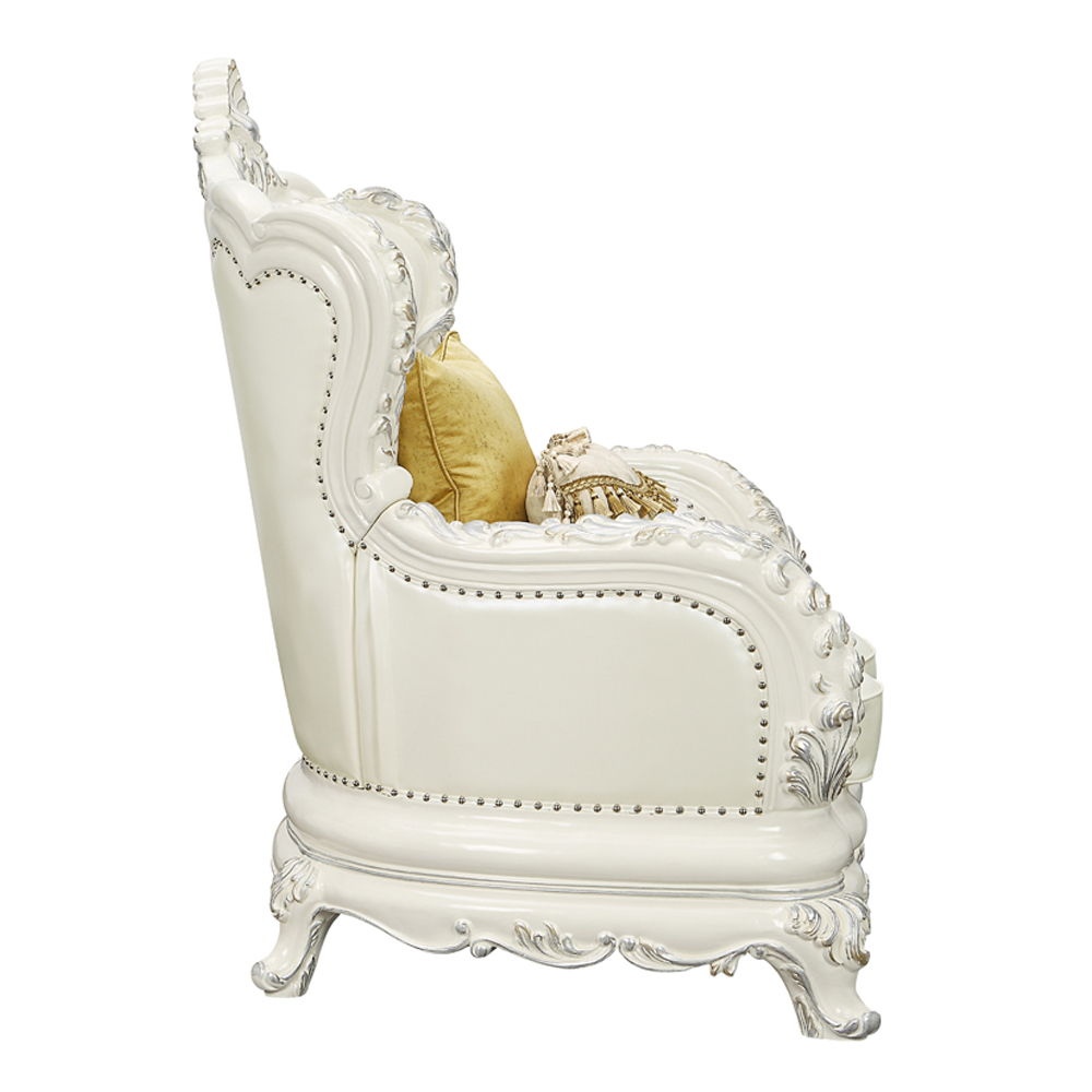Adara - Chair With 2 Pillows - Pearl White Synthetic Leather & Antique White - Urban Living Furniture (Los Angeles, CA)