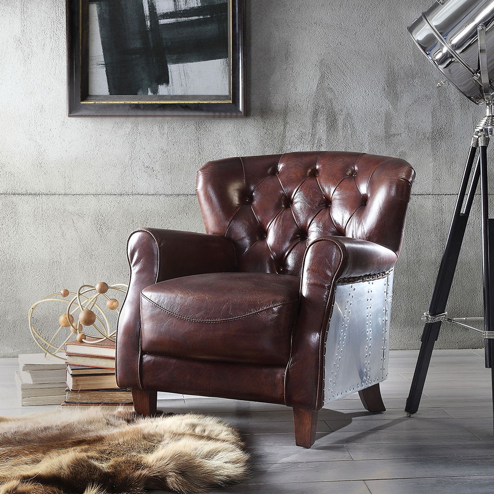 Brancaster - Accent Chair - Vintage Brown & Aluminum - Urban Living Furniture (Los Angeles, CA)