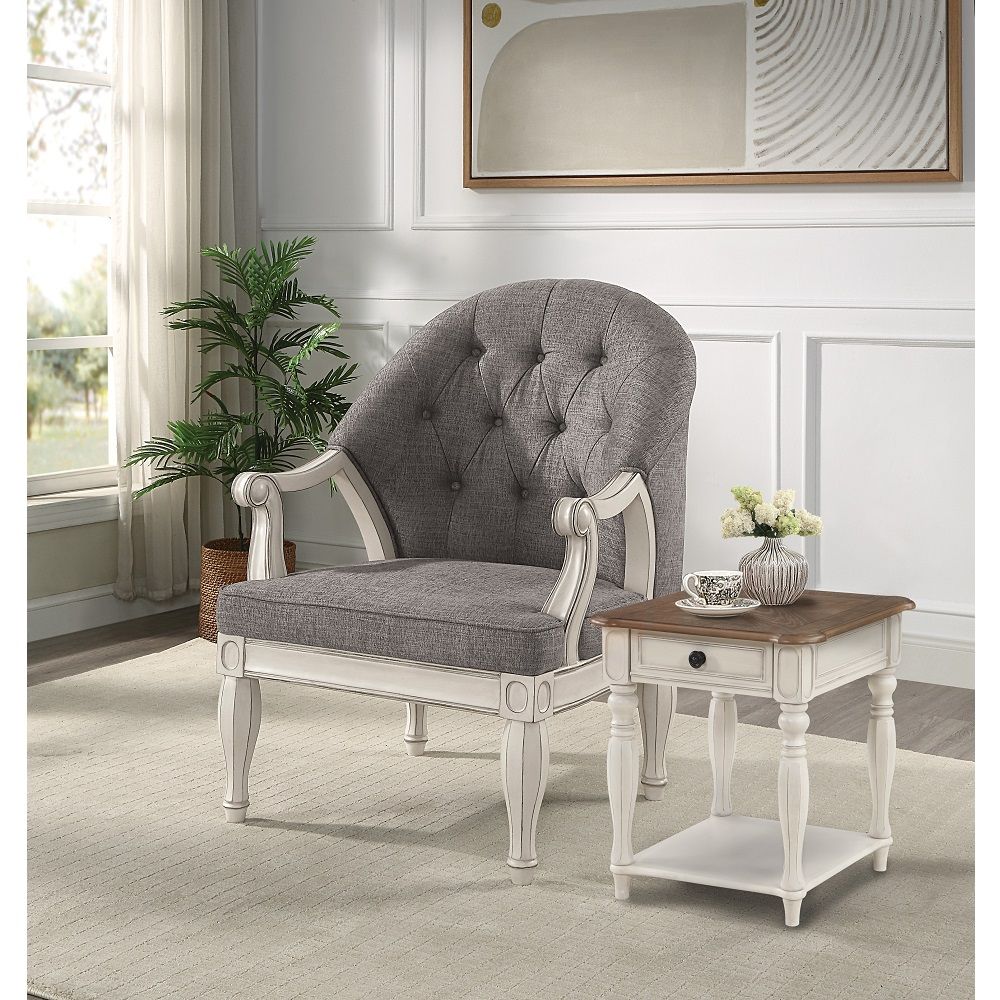 Florian - Chair - Gray Fabric & Antique White - Urban Living Furniture (Los Angeles, CA)